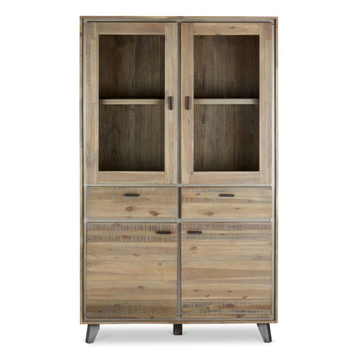 Vitrină în culoare naturală din lemn masiv de acacia 110x187 cm Malaga – Furnhouse