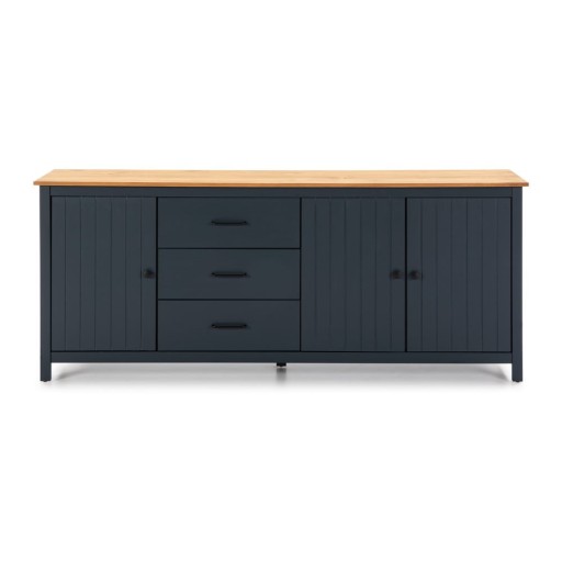 Comodă albastru-închis din lemn masiv de pin 190x80 cm Miranda – Marckeric