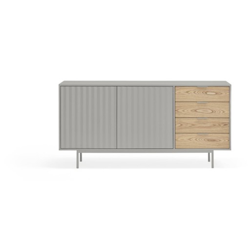 Comodă joasă gri în decor de stejar 159x80 cm Sierra - Teulat