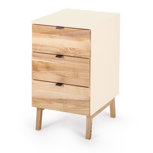 Comodă crem/în culoare naturală înaltă cu aspect de lemn de frasin 50x75 cm Luka – Ragaba
