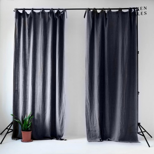 Draperie gri închis 140x330 cm Night Time – Linen Tales