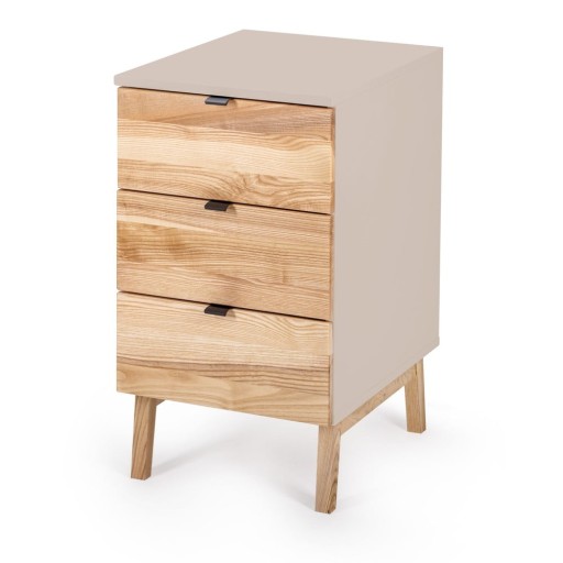 Comodă bej/în culoare naturală înaltă cu aspect de lemn de frasin 50x75 cm Luka – Ragaba