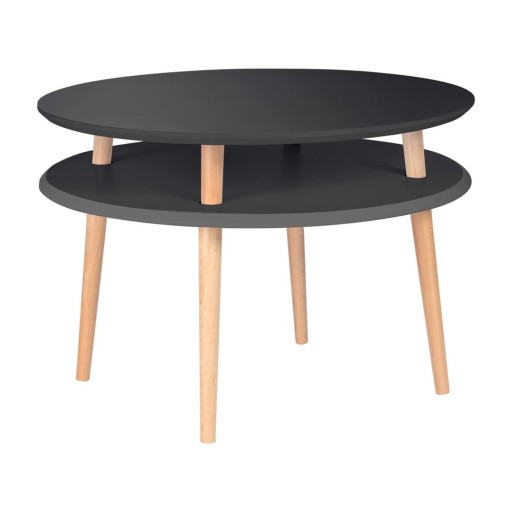 Masă de cafea cu picioare din lemn Ragaba UFO, Ø 70 cm, gri antracit