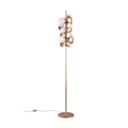 Lampadar alb-auriu cu abajur din sticlă (înălțime 155 cm) Bubble – Trio Select