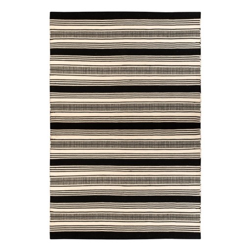 Covor reversibil pentru exterior din plastic reciclat Green Decore Zambezi, 80 x 180 cm, alb-negru