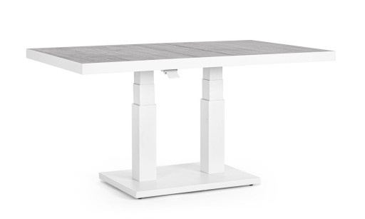Masa pentru gradina cu inaltime ajustabila Truman, Bizzotto, 140 x 82 x 49-72 cm, aluminiu, blat ceramic, alb
