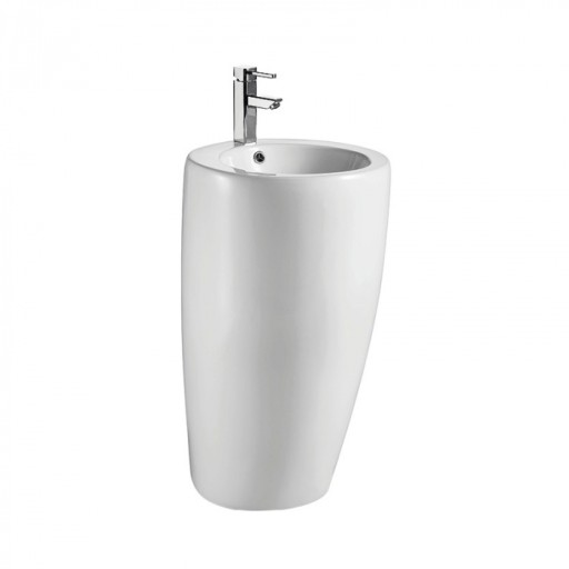 Lavoar freestanding rotund, alb Fluminia, Milady-50, back to wall