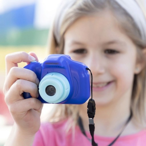 Aparat foto digital pentru copii Kidmera InnovaGoods, 3-in-1, foto/video/jocuri, USB, albastru