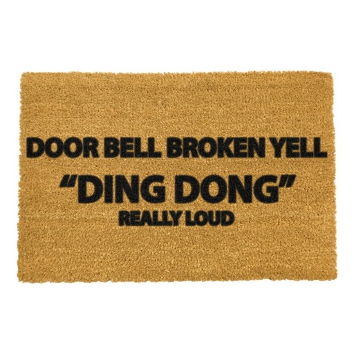 Covoraș intrare din fibre de cocos Artsy Doormats Yell Ding Dong, 40 x 60 cm