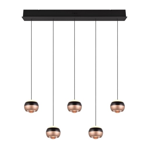 Lustră negru-arămiu LED cu abajur din metal Orbit – Trio Select