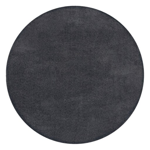 Covor gri închis lavabil rotund din fibre reciclate 180x180 cm Fluffy – Flair Rugs