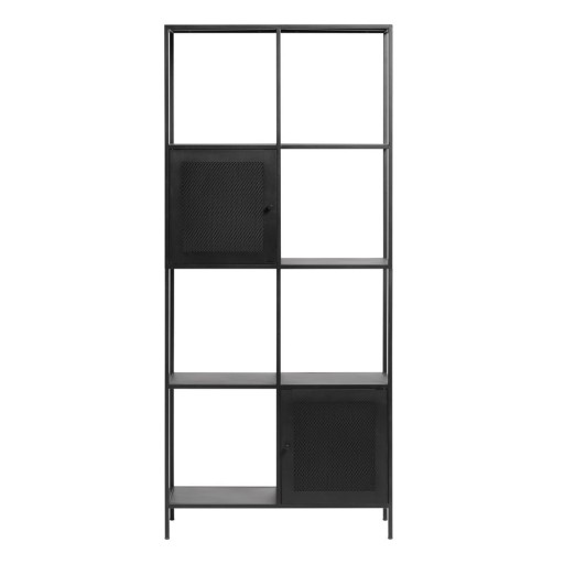 Bibliotecă neagră din metal 80x180 cm Malibu – Unique Furniture