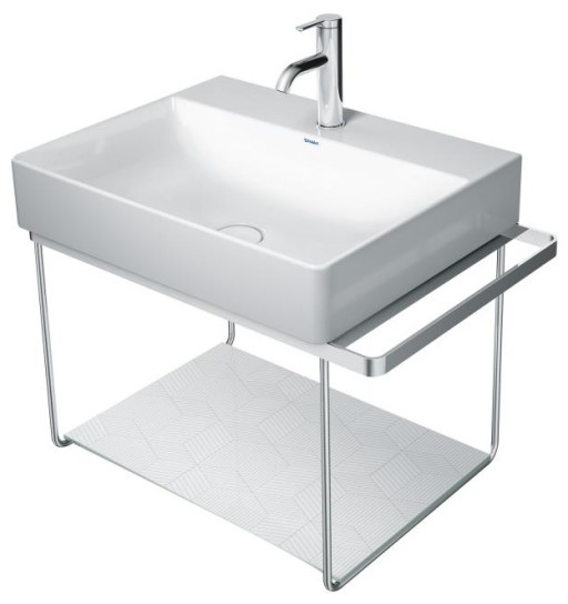 Consola metalica suspendata pentru lavoar Duravit DuraSquare 665x451mm cu port-prosop reversibil fara raft crom