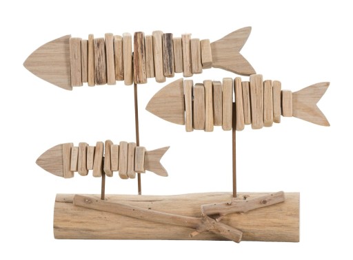 Decoratiune Fish Nature, Mauro Ferretti, 37x10x24 cm, lemn de tanoak, natural