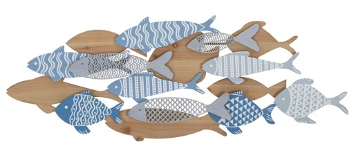 Decoratiune de perete Fish Sea, Mauro Ferretti, 91x33.5 cm, fier/MDF, multicolor