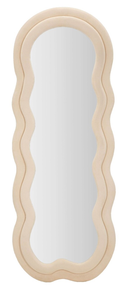 Oglinda decorativa Miki, Mauro Ferretti, 60x160 cm, MDF/rama acoperita cu catifea, crem