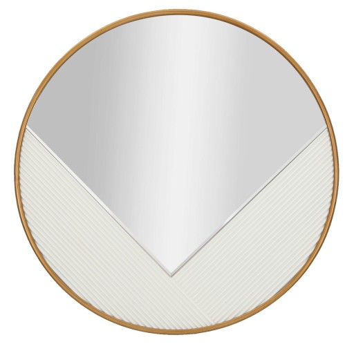 Oglinda decorativa Tolosa, Mauro Ferretti, 80 cm, MDF/fier/sticla, auriu/alb