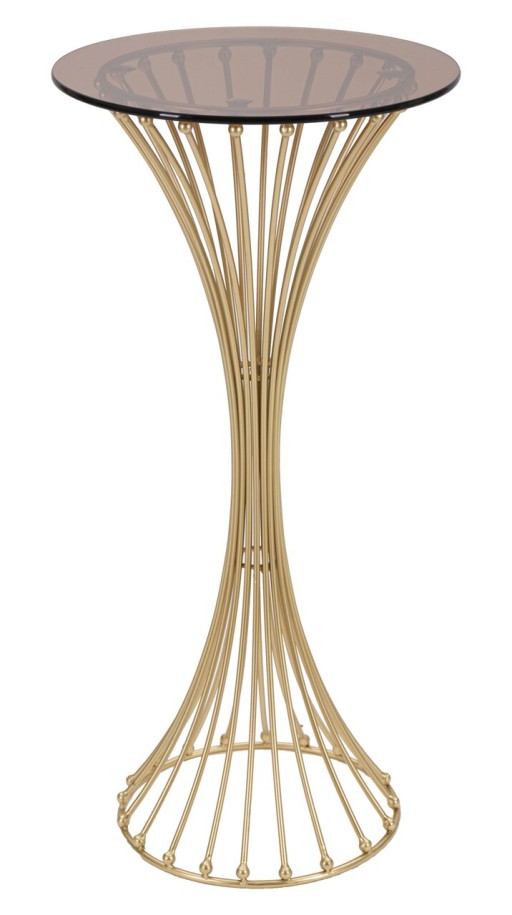 Masuta inalta Centur, Mauro Ferretti, 40x82 cm, fier/sticla, auriu