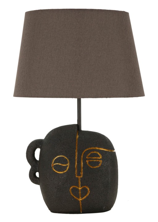Lampa de masa Tribal -A, Mauro Ferretti, 1x E27, 40W, 30.5x46 cm, polirasina/fier/textil, maro/auriu
