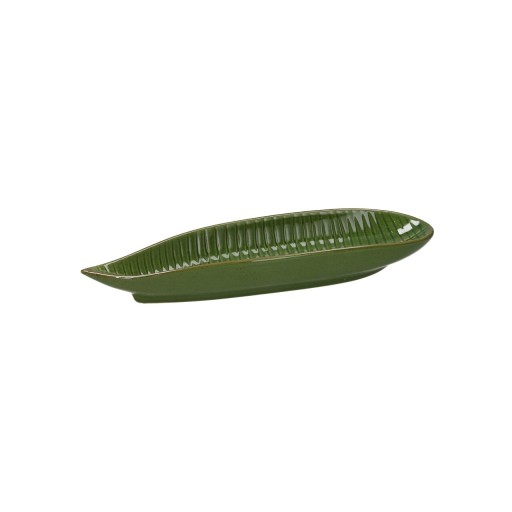 Platou pentru servire, Leaf Shaped, Tognana, 27x7x3.5 cm, ceramica glazurata, verde