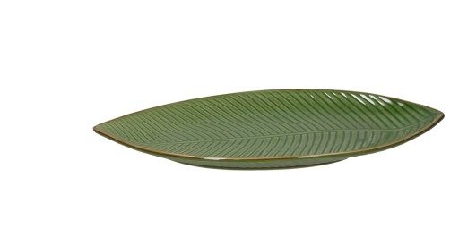 Platou pentru servire, Leaf Shaped, Tognana, 34x18x3 cm, ceramica glazurata, verde