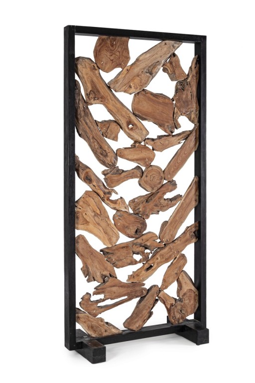 Paravan despartitor Grenada, Bizzotto, 100 x 200 cm, lemn de meranti/lemn de tec, design unicat