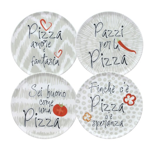 Set 4 platouri pizza Cinzia V5, Andrea Fontebasso, 33 cm, portelan, multicolor