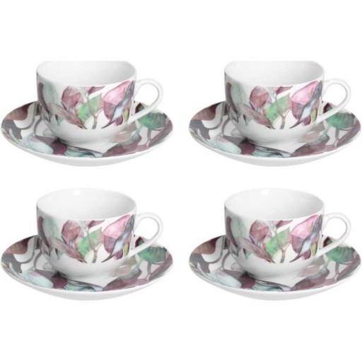 Set 4 cesti de cafea cu farfurie Calypso, Andrea Fontebasso, 220 ml, portelan, multicolor