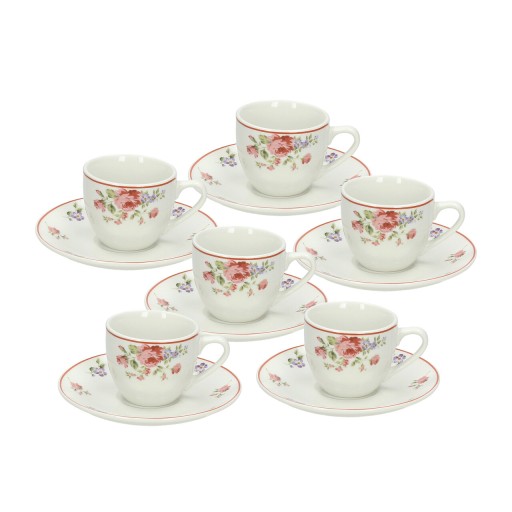 Set 6 cesti de cafea cu farfurie Poema Camargue, Andrea Fontebasso, 80 ml, portelan, multicolor