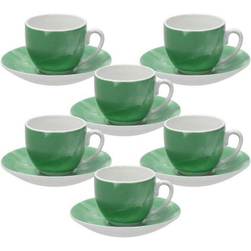 Set 6 cesti de cafea cu farfurie Sfera, Andrea Fontebasso, 120 ml, portelan, verde