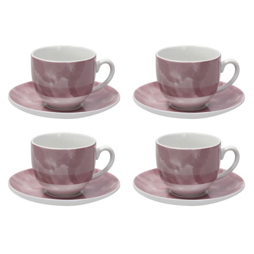 Set 4 cesti de cafea cu farfurie Sfera, Andrea Fontebasso, 250 ml, portelan, roz