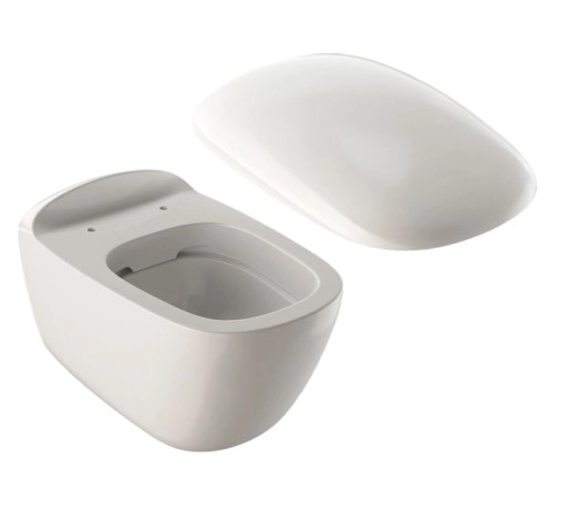 Set vas wc suspendat Geberit Citterio Rimfree 56cm KeraTect si capac cu inchidere lenta alb