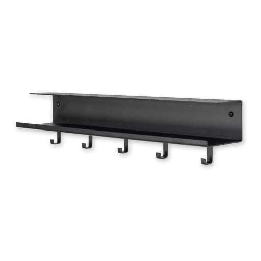 Cuier de perete negru cu raft din metal Easy – Spinder Design