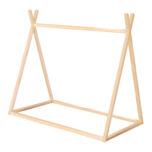 Pat pentru copii în culoare naturală de tip casă 70x140 cm Montessori – Roba