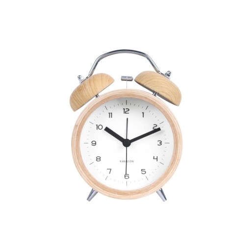 Ceas alarmă cu decor ca de lemn Karlsson Classic bell, alb, ⌀ 10 cm