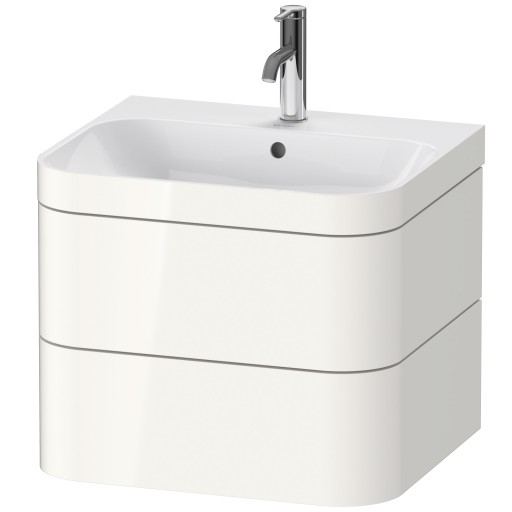 Set mobilier Duravit Happy D.2 Plus 60cm cu lavoar si dulap baza cu doua sertare alb lucios