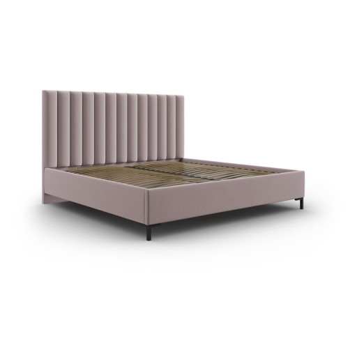 Pat matrimonial roz deschis tapițat cu spațiu de depozitare cu somieră 200x200 cm Casey – Mazzini Beds