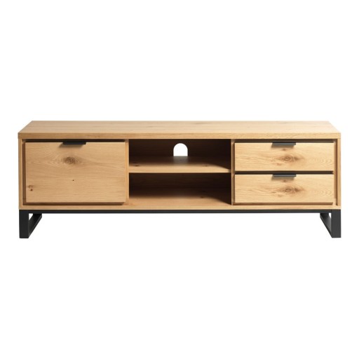 Masă TV în culoare naturală cu aspect de lemn de stejar 170x55 cm Livorno – Unique Furniture