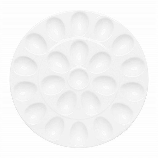 Platou decorativ pentru ou Salsa, Ambition, 26 cm, portelan, alb